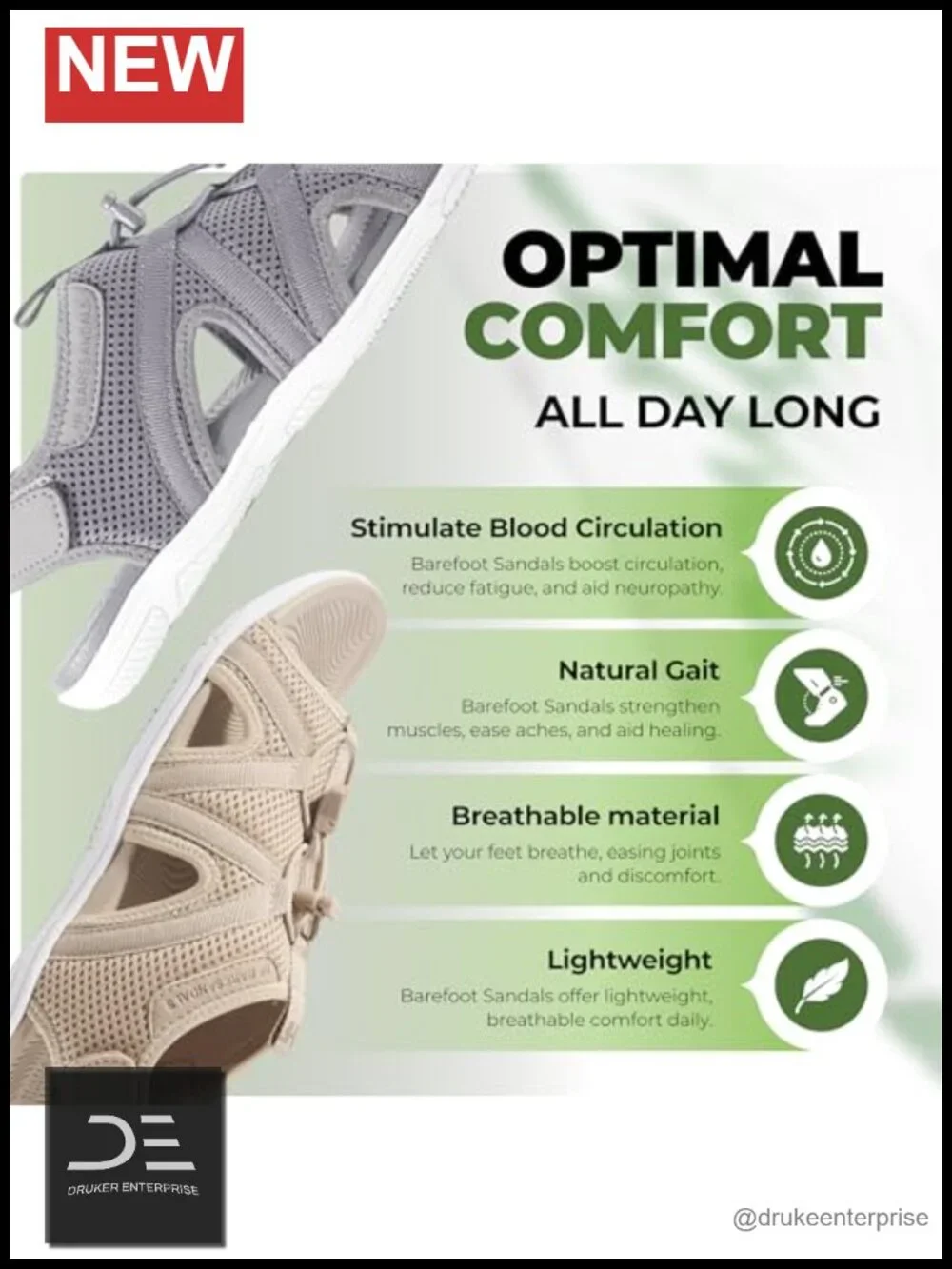 Minimalist Barefoot Sandals – Zero Drop Sole, Adjustable Fit, Breathable Mesh,
